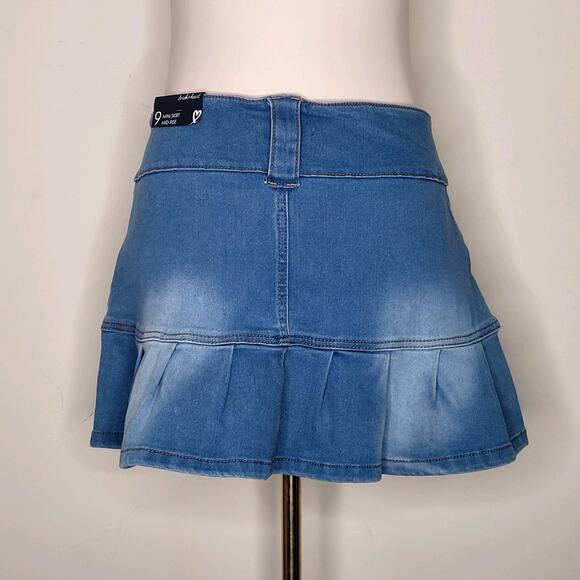 Derek Heart Y2K Vibes‎ Mini Low Rise Pleated Peplum Skirt Fairy Grunge Sz 9 NWT - Picture 2 of 8